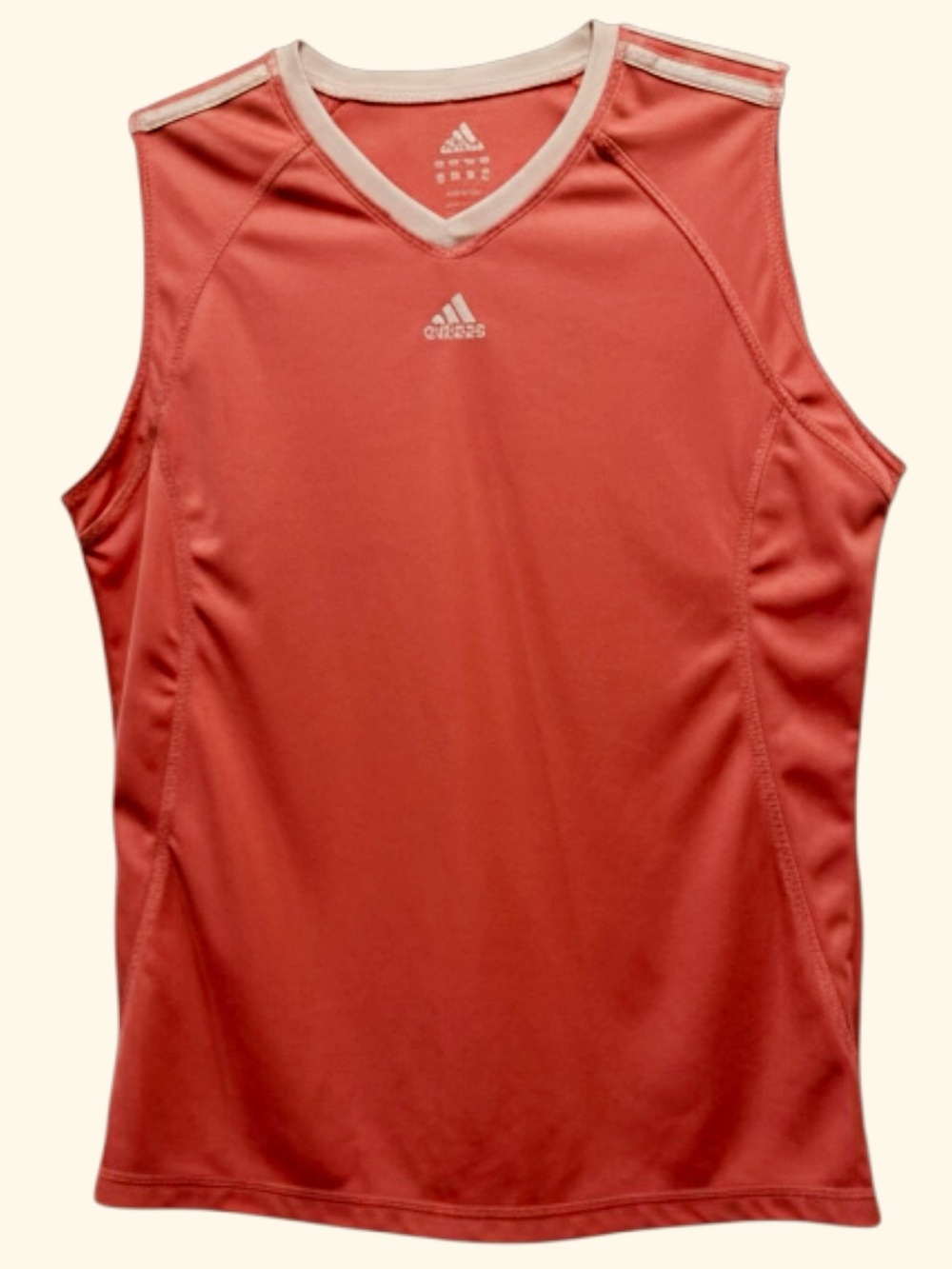 Adidas Vintage Y2K Coral Pink White Striped Size Medium Sleeveless Athletic Tank